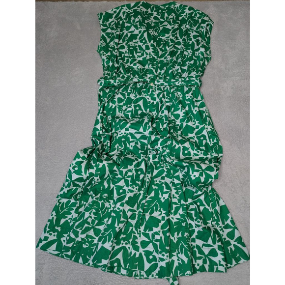 Women's FREE ASSEMBLY Green White Leaf Print Midi Dress L Worn Once - Picture 2 of 11